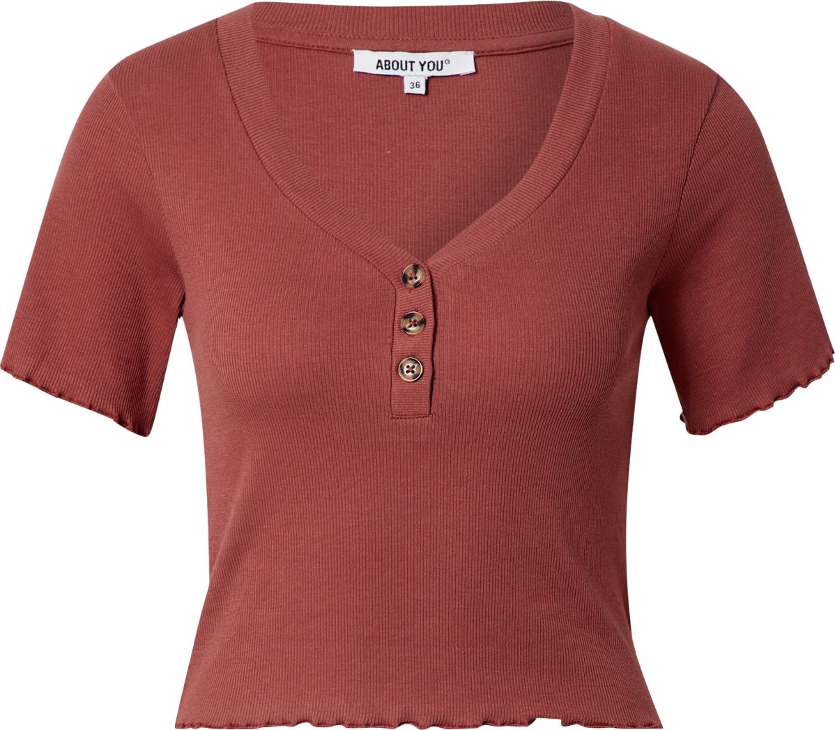 ABOUT YOU Tričko 'Paola Shirt' rezavě hnědá