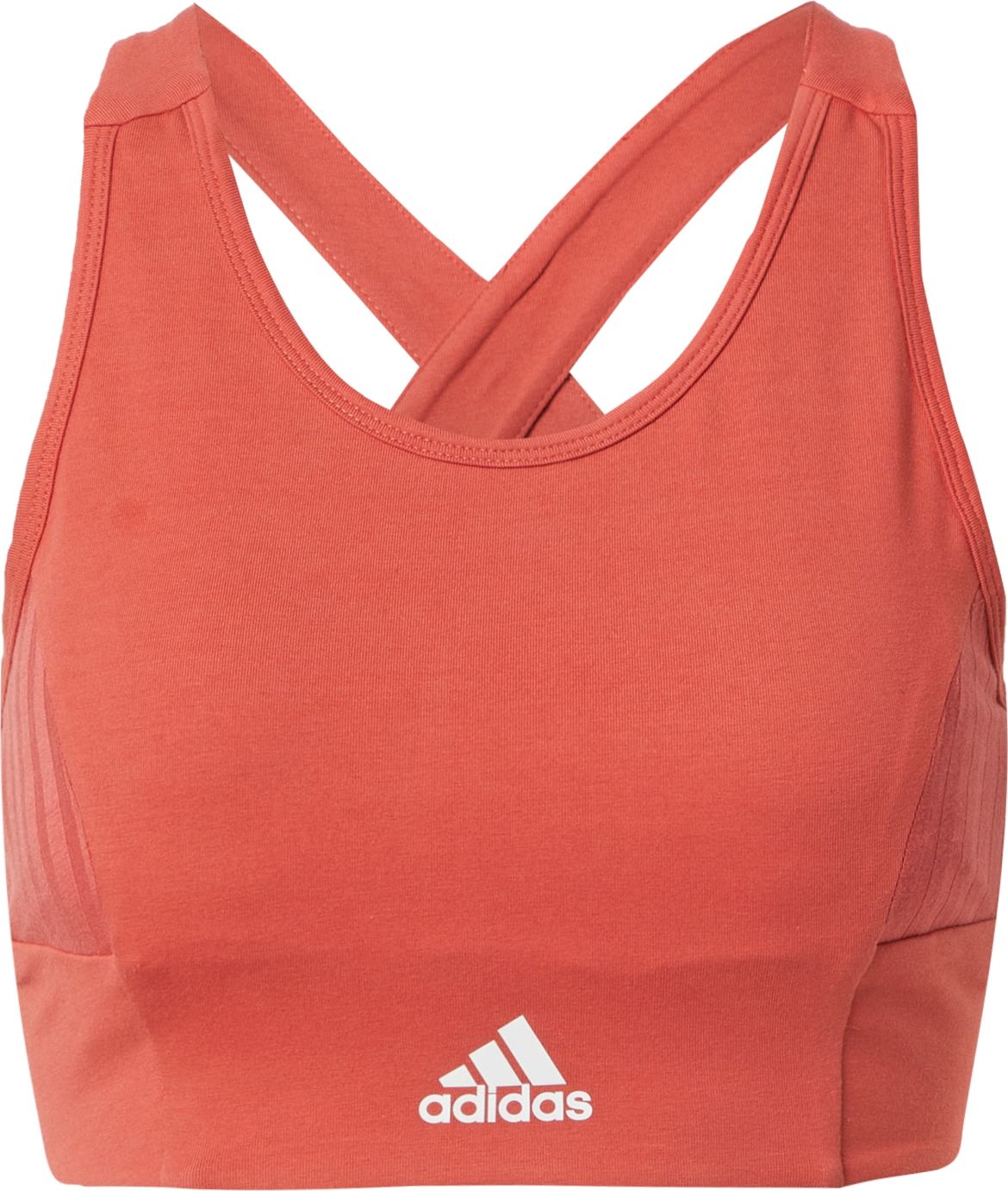 ADIDAS PERFORMANCE Sportovní podprsenka oranžově červená / bílá