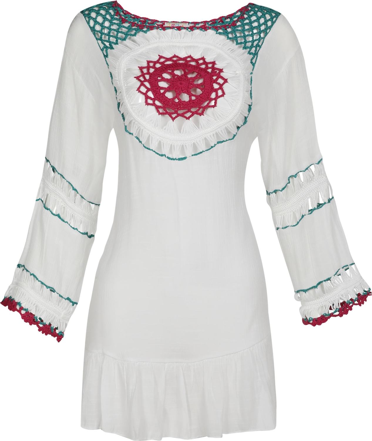 IZIA Košilové šaty bílá / pitaya / petrolejová