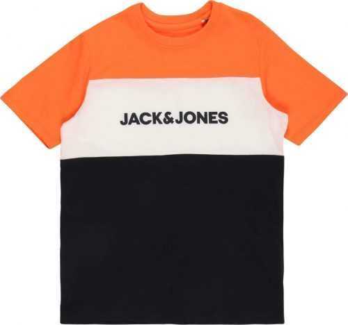 Jack & Jones Junior Tričko 'JJENeon' svítivě oranžová / bílá / černá