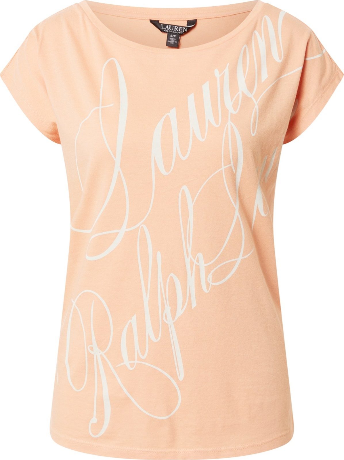 Lauren Ralph Lauren Tričko 'Grieta' broskvová / bílá