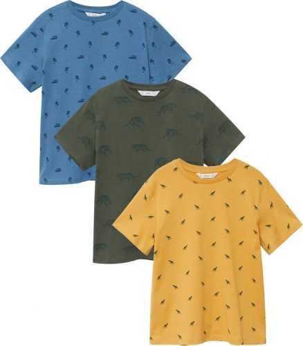 MANGO KIDS Tričko 'STAMPPK' žlutá / khaki / královská modrá