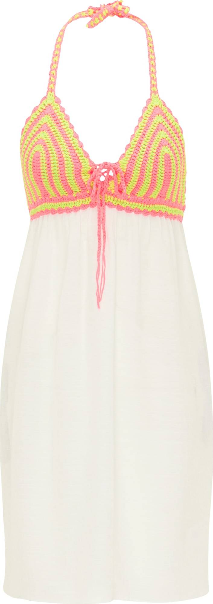 MYMO Letní šaty bílá / svítivě růžová / svítivě zelená