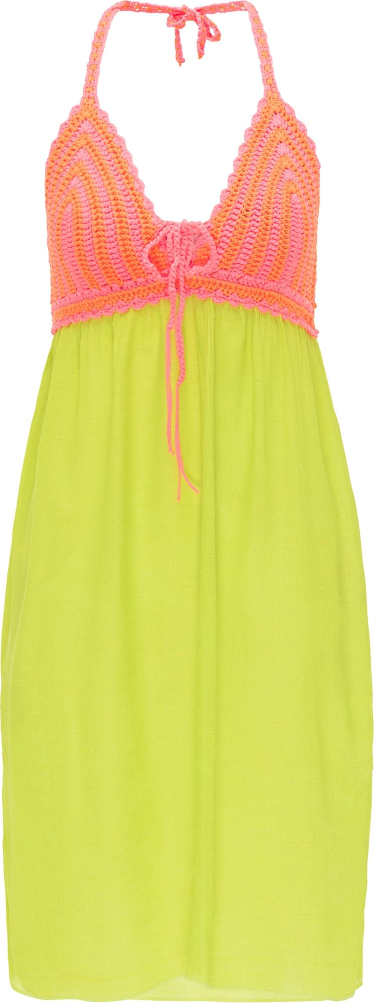 MYMO Letní šaty svítivě zelená / světle růžová / svítivě oranžová