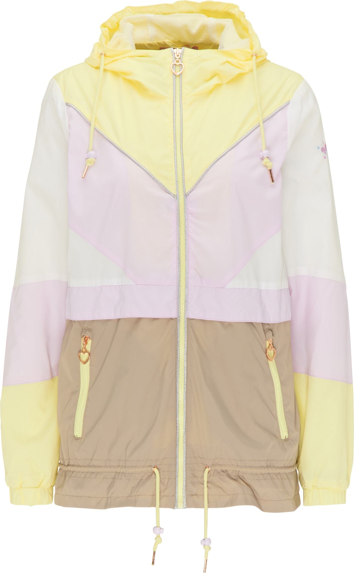MYMO Přechodná bunda růžová / bílá / žlutá / hnědá