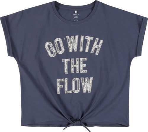 NAME IT Tričko 'FAMKE' chladná modrá / přírodní bílá