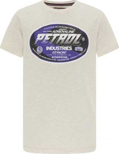 Petrol Industries Tričko černá / tmavě fialová / bílý melír