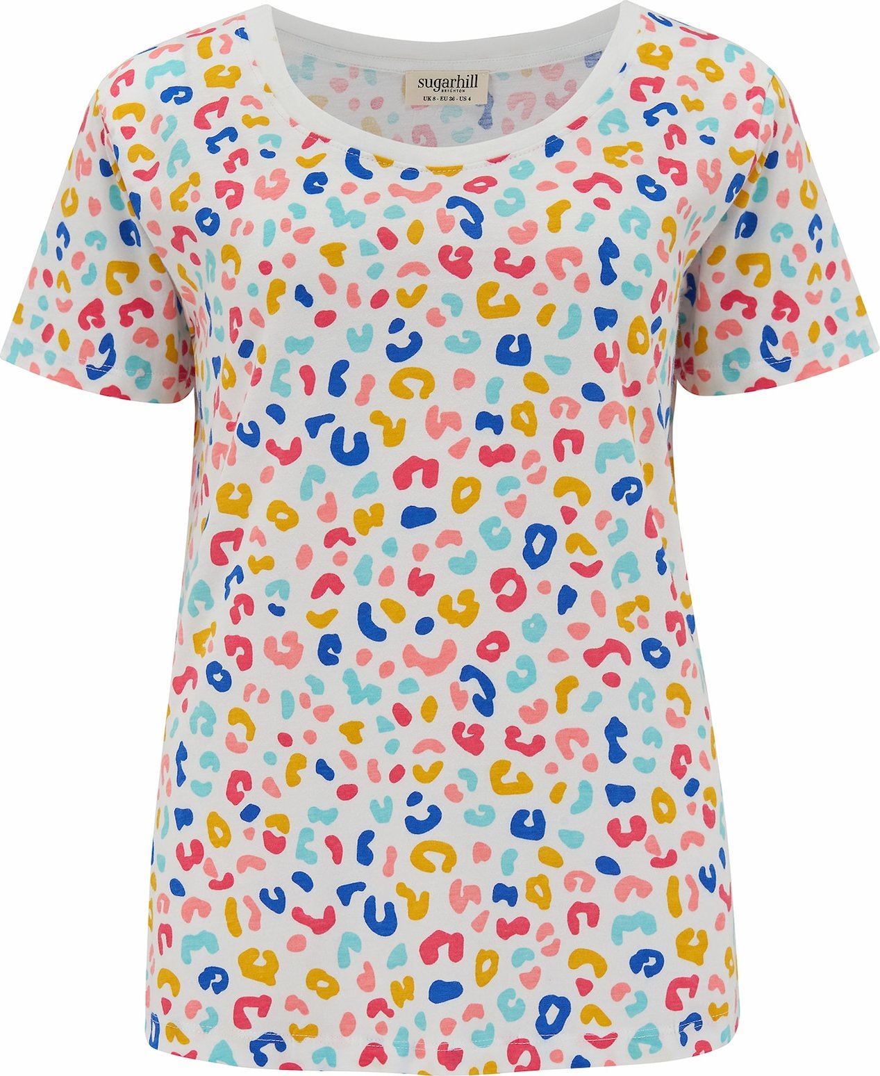 Sugarhill Brighton Tričko 'Sylvie Rainbow Leopard' bílá / modrá / žlutá / pink