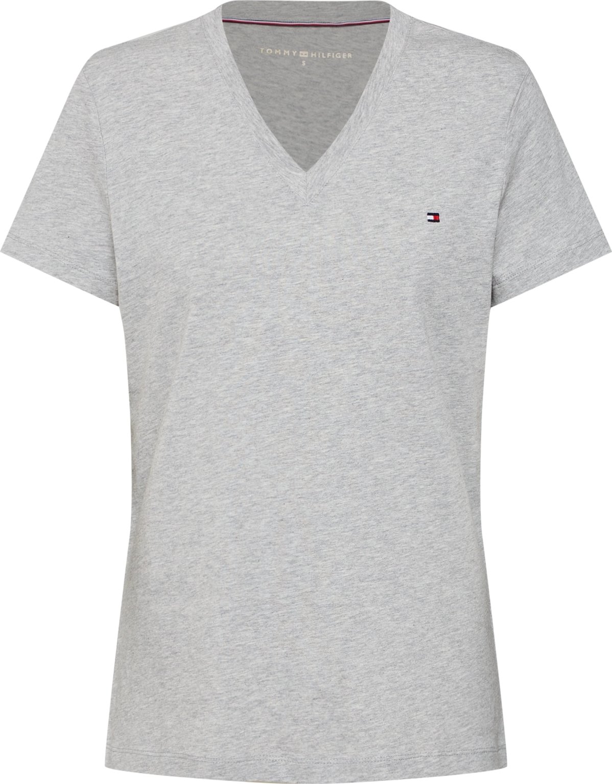 TOMMY HILFIGER Tričko 'HERITAGE V-NECK TEE' šedý melír / světle šedá