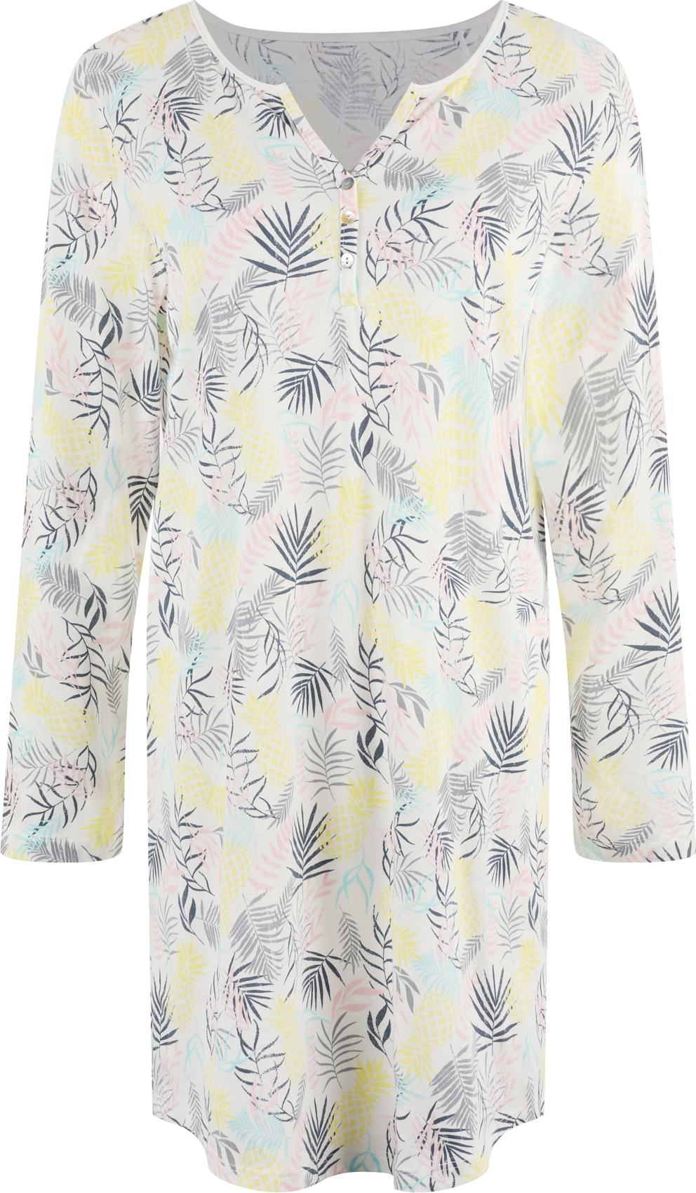 VIVANCE Noční košilka 'Pineapple' přírodní bílá / žlutá / šedá / tmavě modrá
