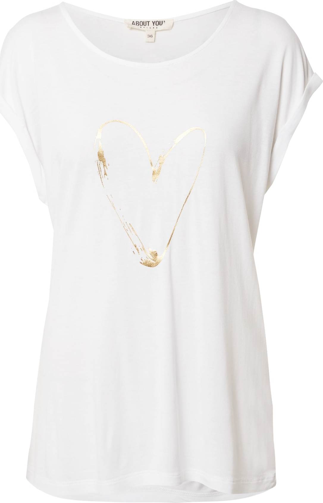 ABOUT YOU Tričko 'Valeska' bílá / zlatá
