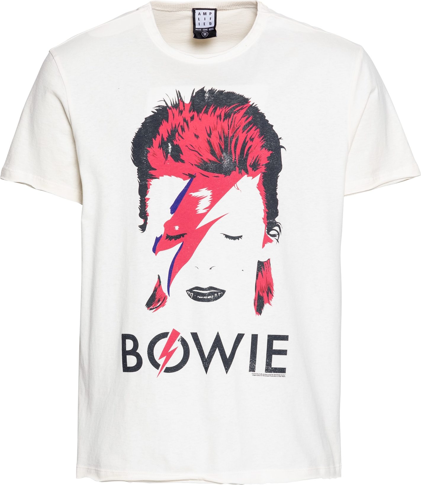 AMPLIFIED Tričko 'DAVID BOWIE' přírodní bílá / černá / modrá / pitaya