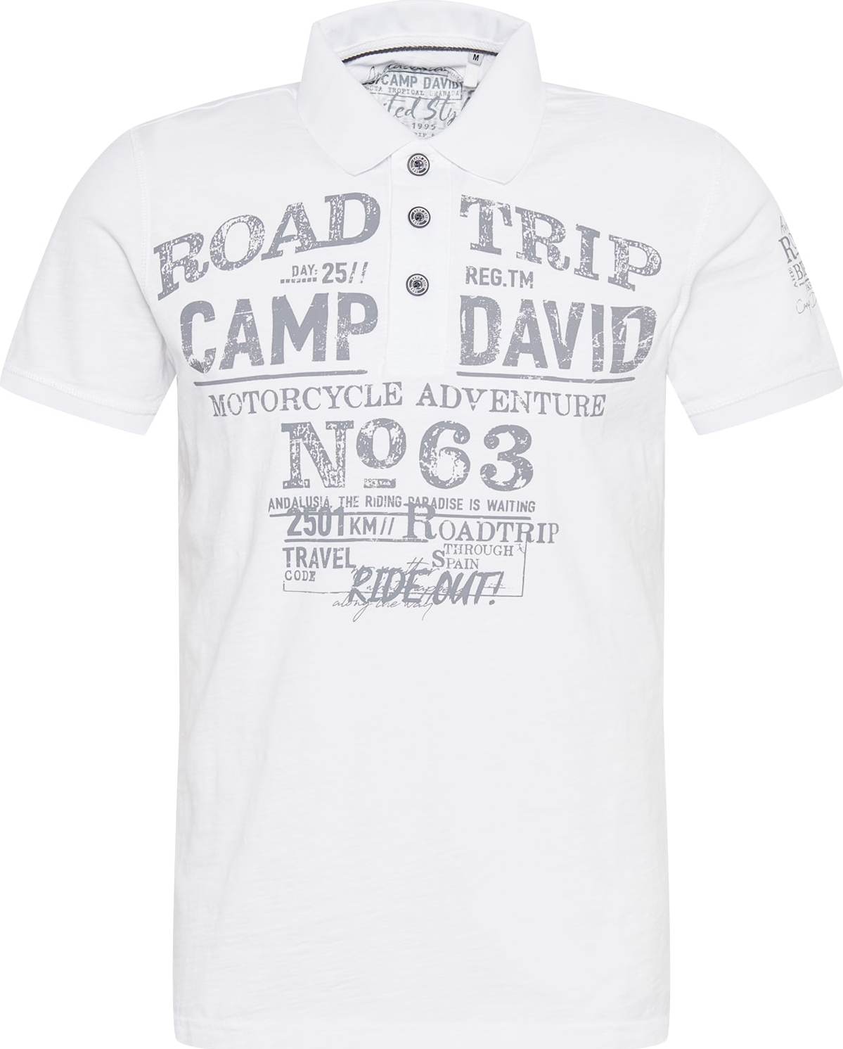 CAMP DAVID Tričko bílá / šedá