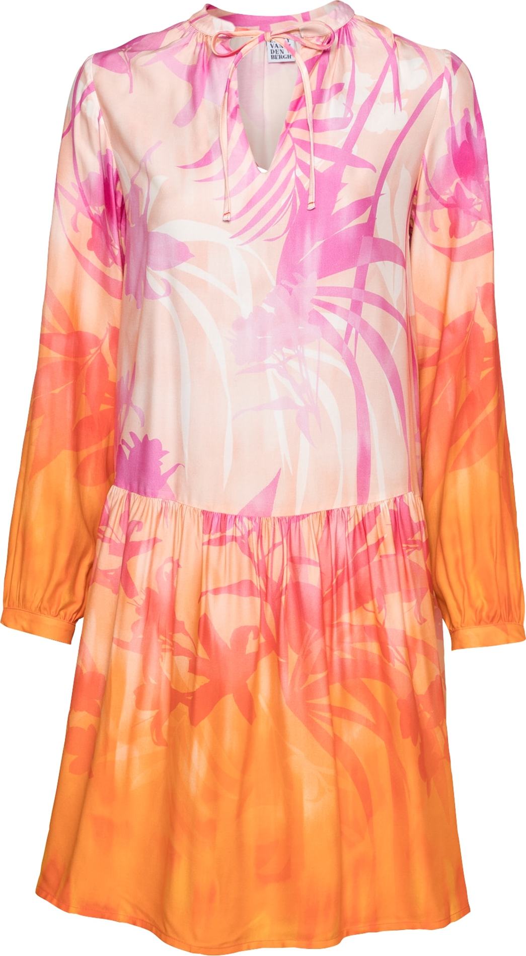Emily Van Den Bergh Košilové šaty pink / pastelově oranžová / tmavě oranžová / bílá