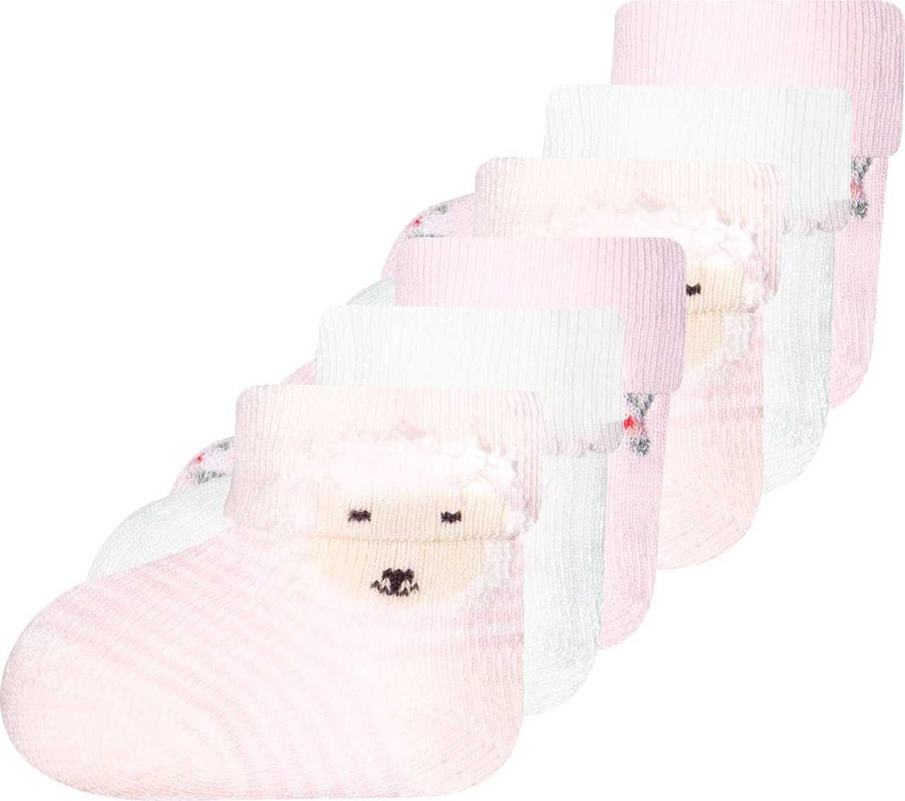 EWERS Ponožky růžová / bílá / meruňková / černá