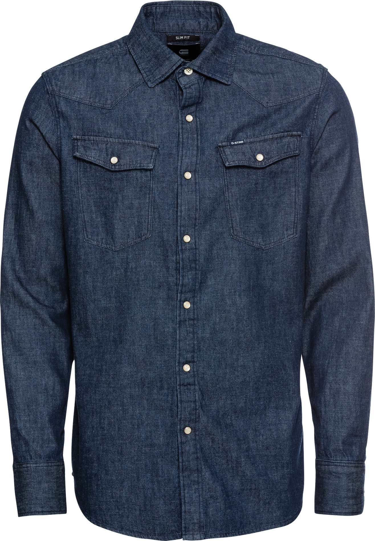 G-Star RAW Košile '3301 slim shirt ls' modrá džínovina