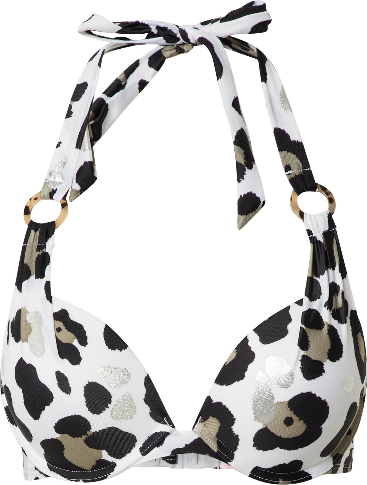 Hunkemöller Horní díl plavek offwhite / černá / hnědá