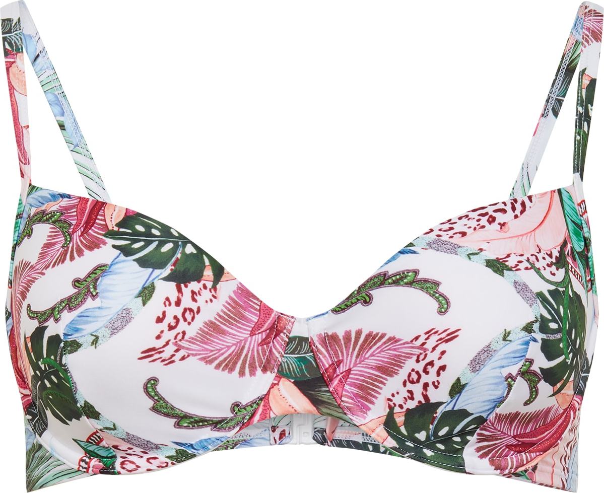 Hunkemöller Horní díl plavek 'Palm Springs' bílá / trávově zelená / světlemodrá / pink