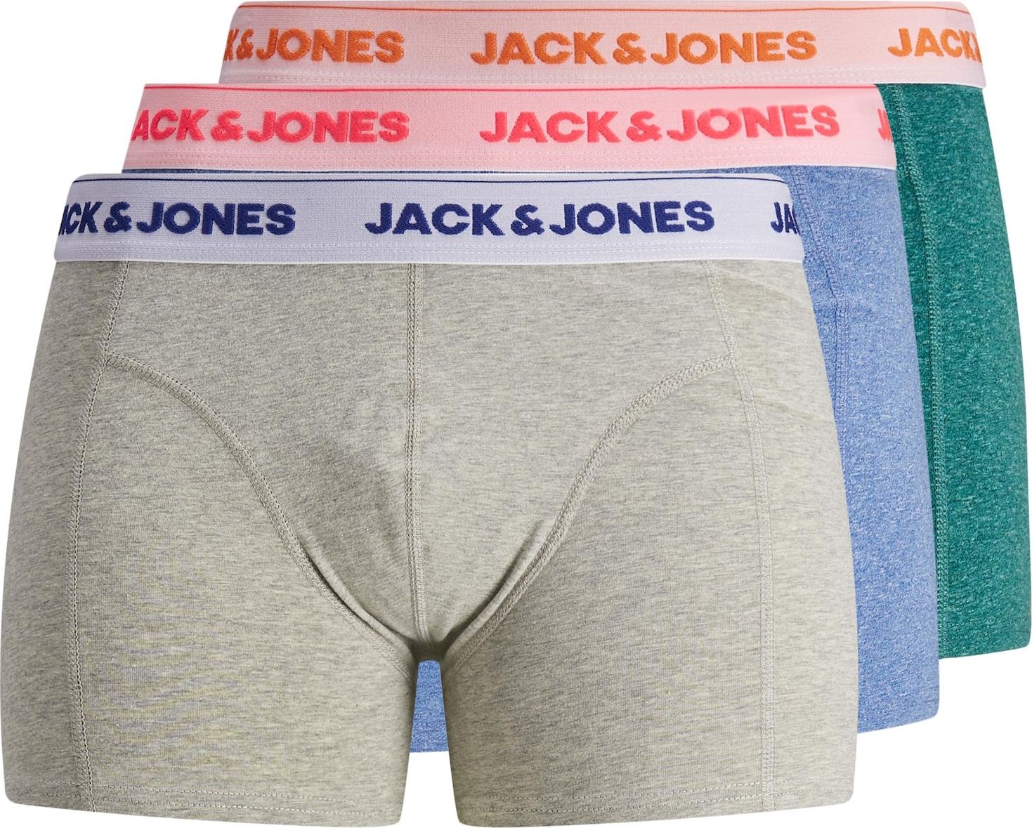 JACK & JONES Boxerky 'SUPER TWIST' světle šedá / zelená / světlemodrá