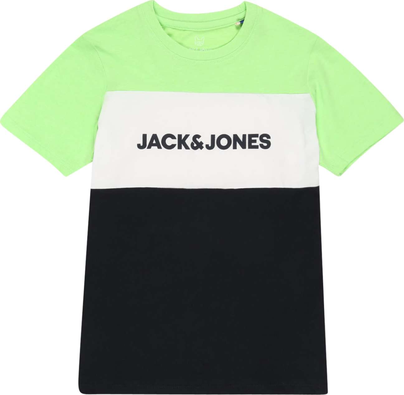 Jack & Jones Junior Tričko černá / bílá / svítivě zelená