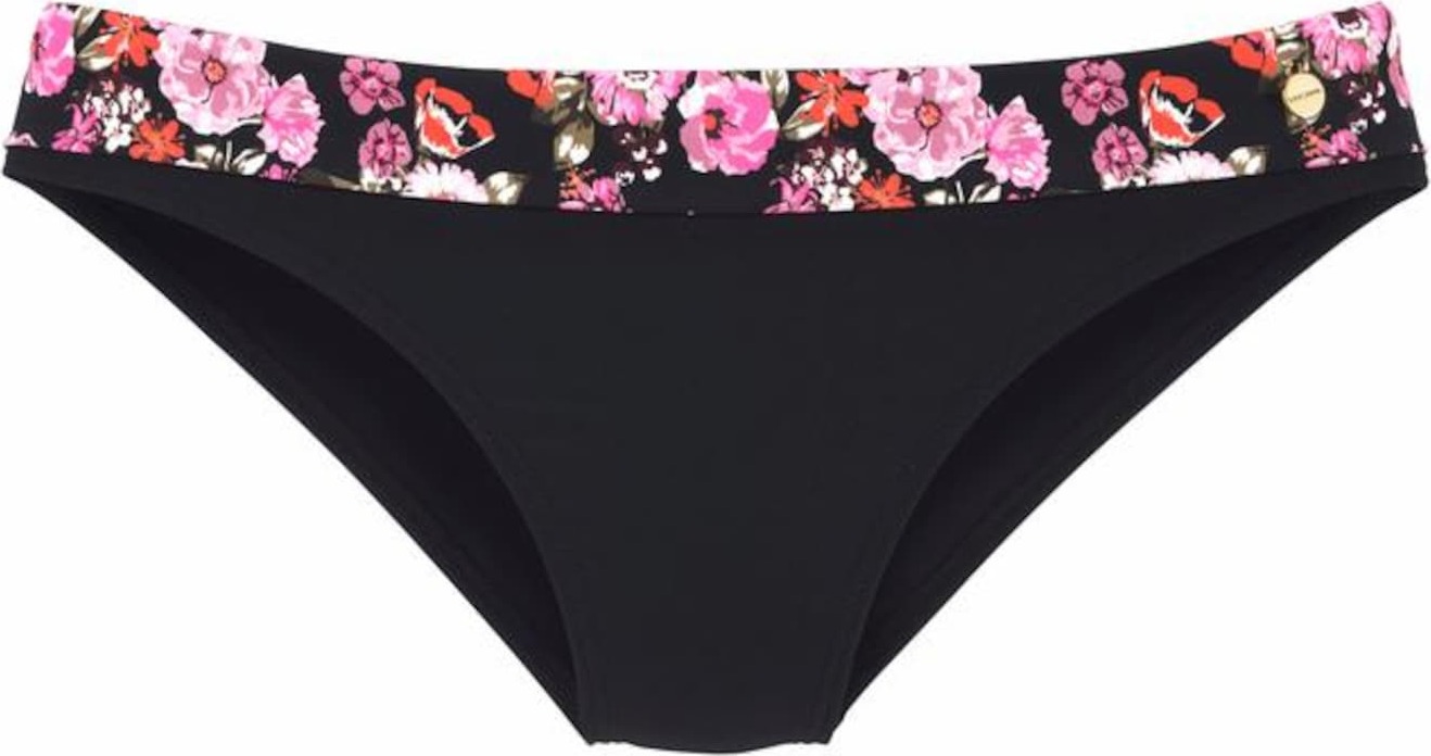 LASCANA Spodní díl plavek 'Blümli' černá / pink