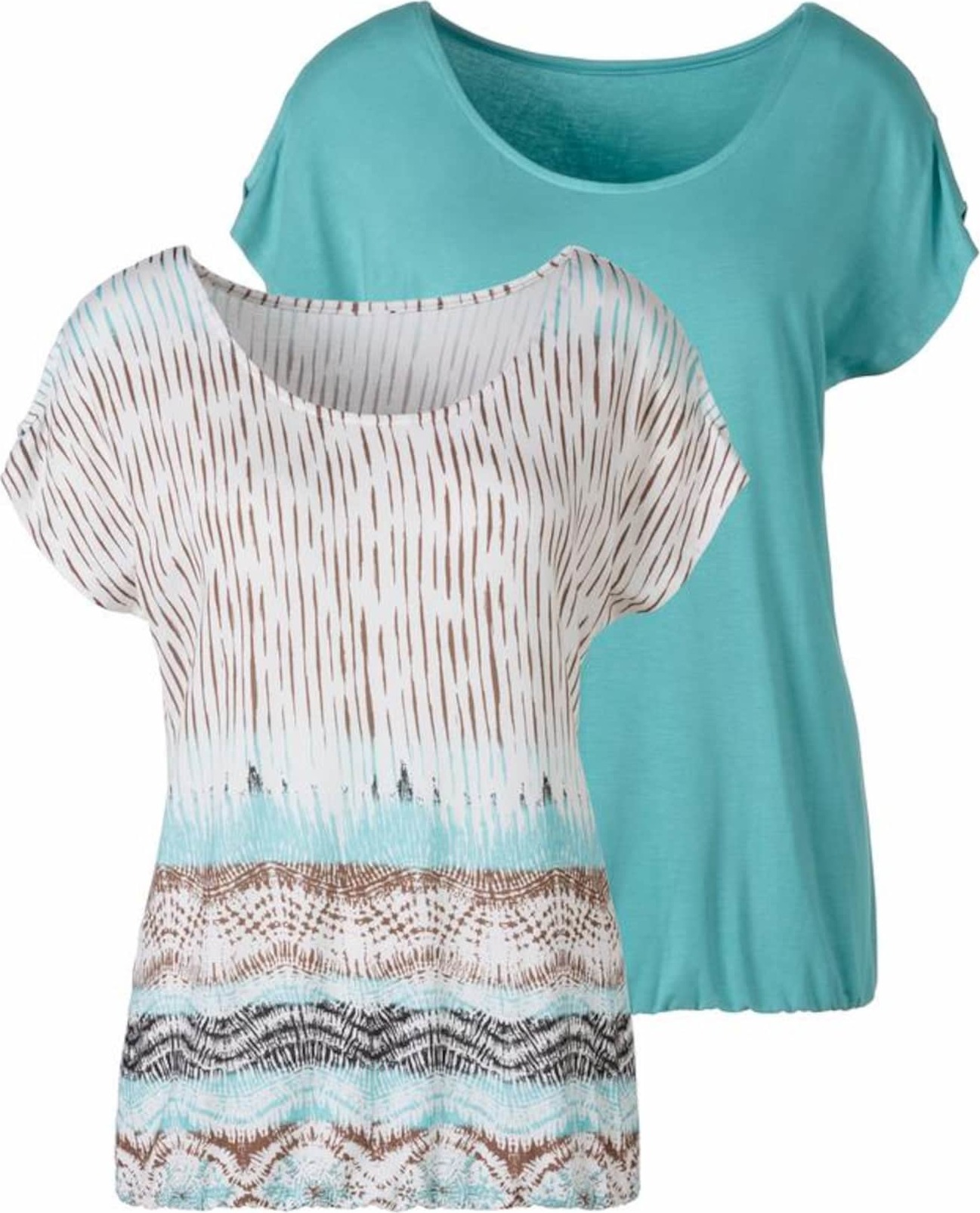 LASCANA Tričko tyrkysová / béžová