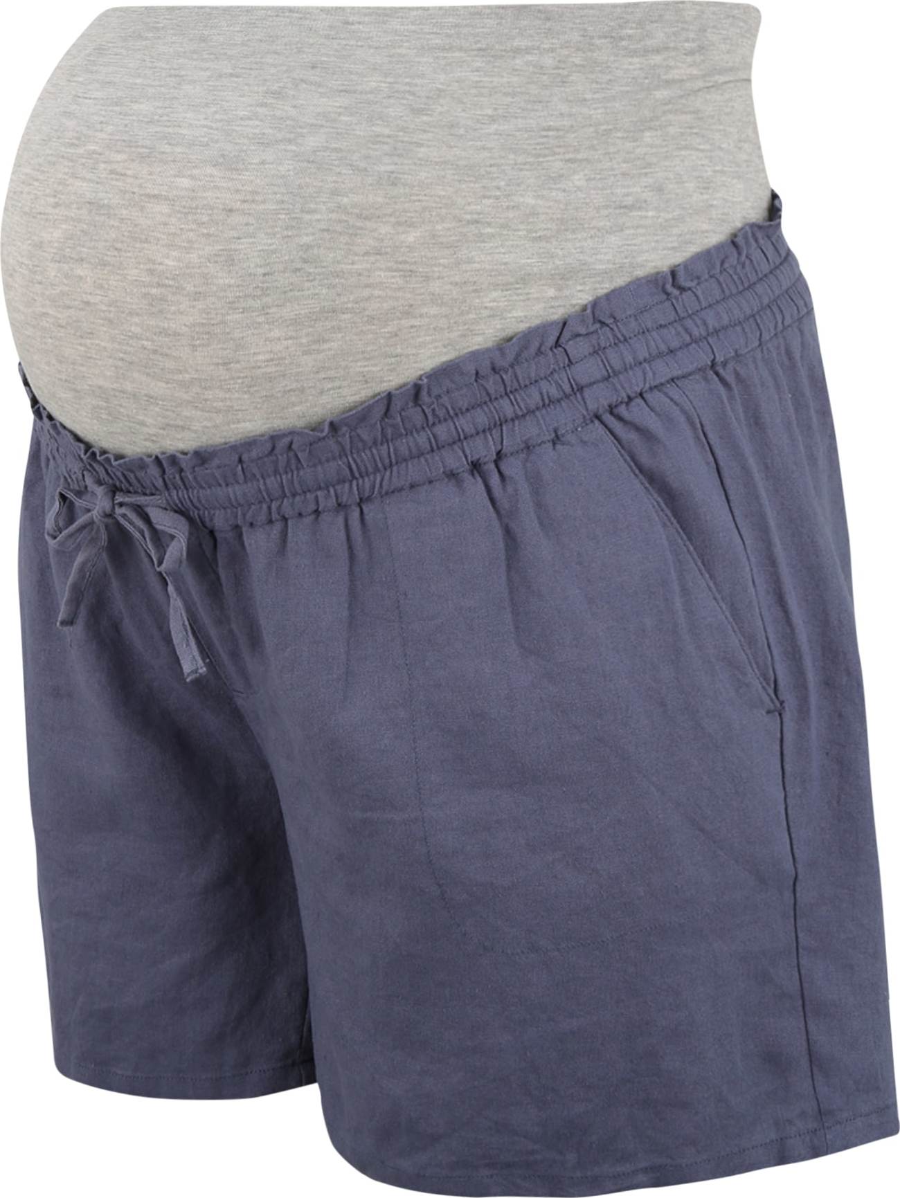Mamalicious Curve Kalhoty 'Linen' chladná modrá / šedý melír
