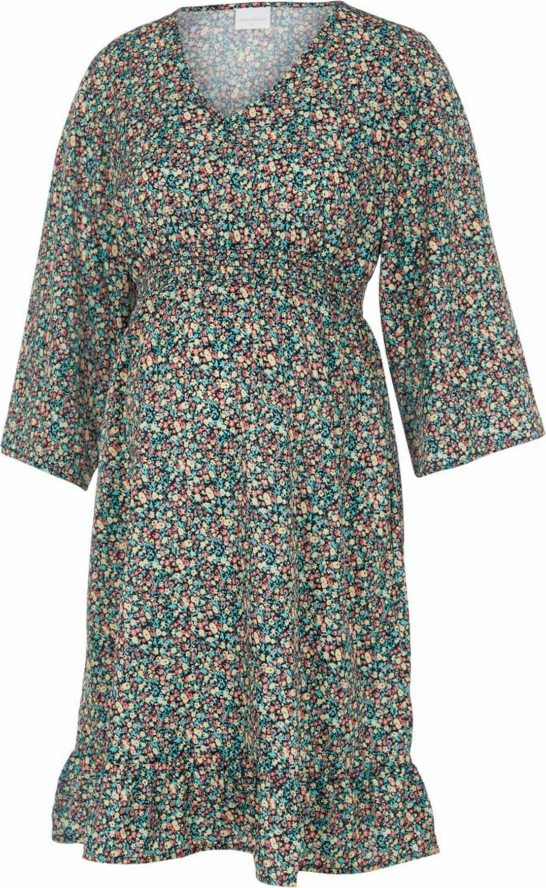 MAMALICIOUS Šaty 'Nathalia' černá / pastelově žlutá / pastelově červená / tyrkysová