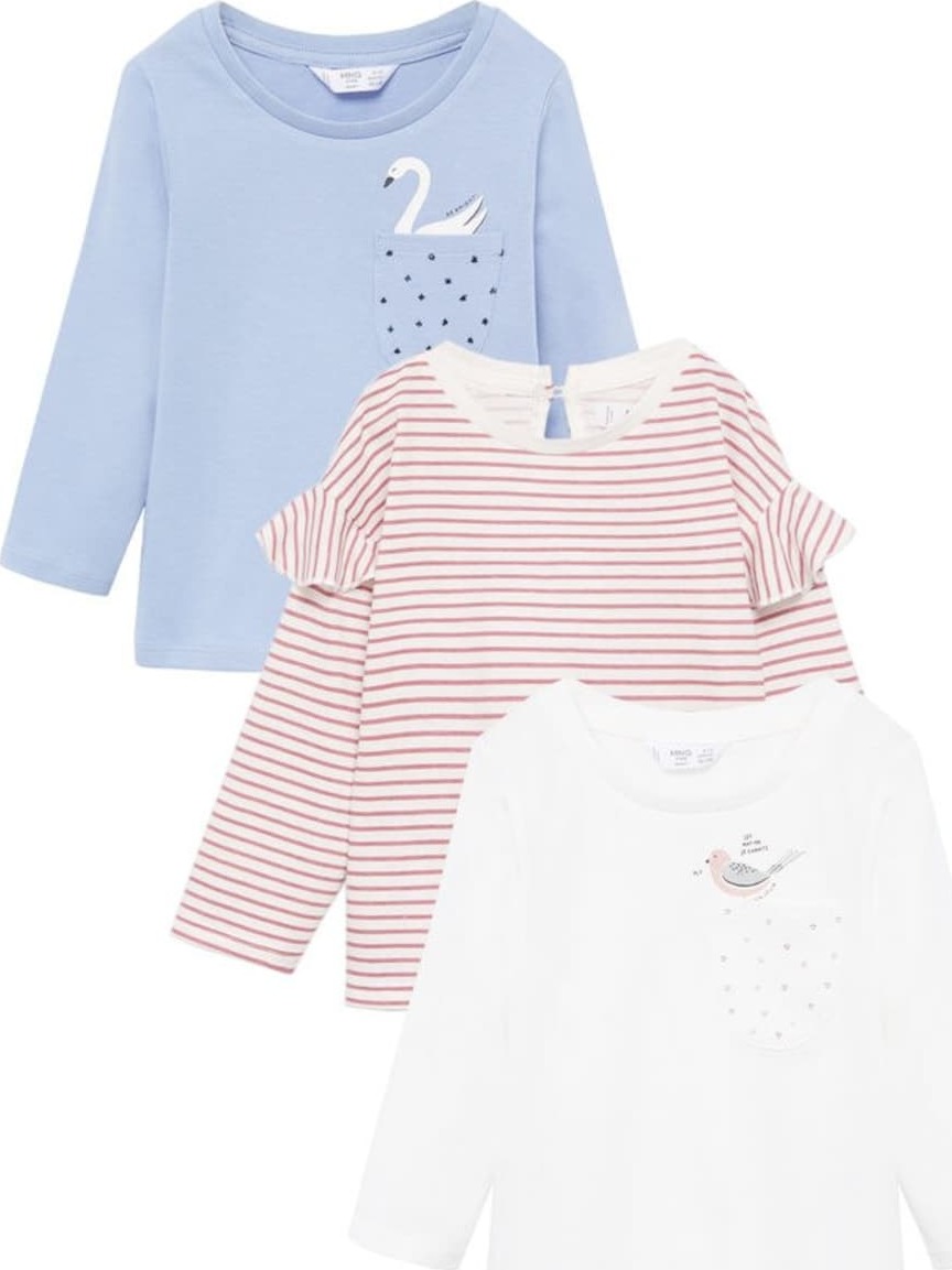 MANGO KIDS Tričko 'Marinap-i' pink / bílá / modrá