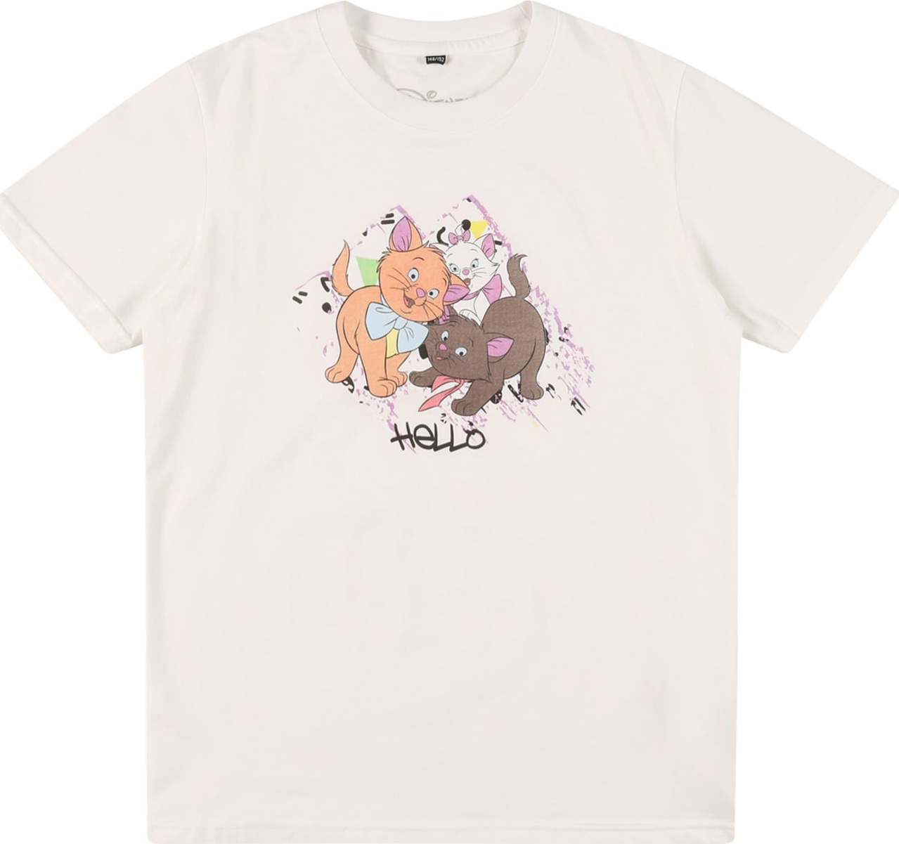 Mister Tee Shirt 'Aristocats Hello' bílá / korálová / černá / orchidej / opálová