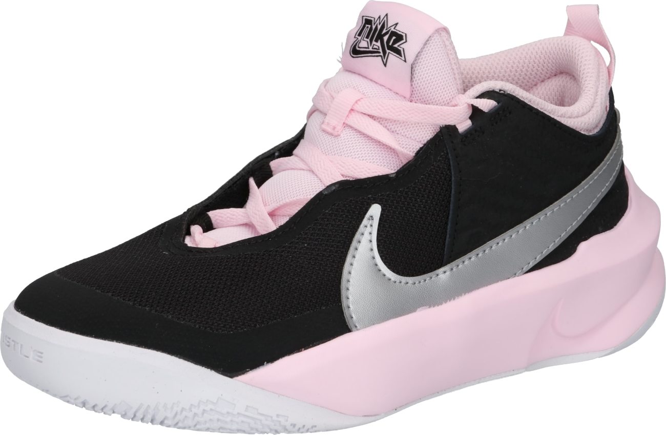 NIKE Sportovní boty 'Team Hustle D 10' černá / světle růžová / šedá / bílá
