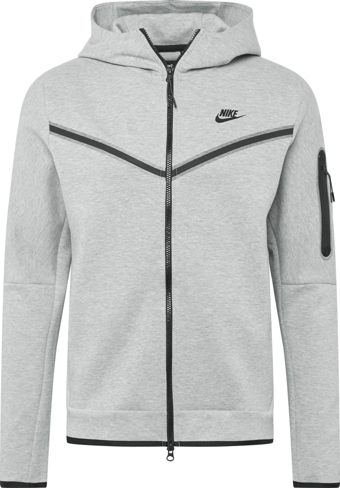 Nike Sportswear Mikina s kapucí černá / šedá