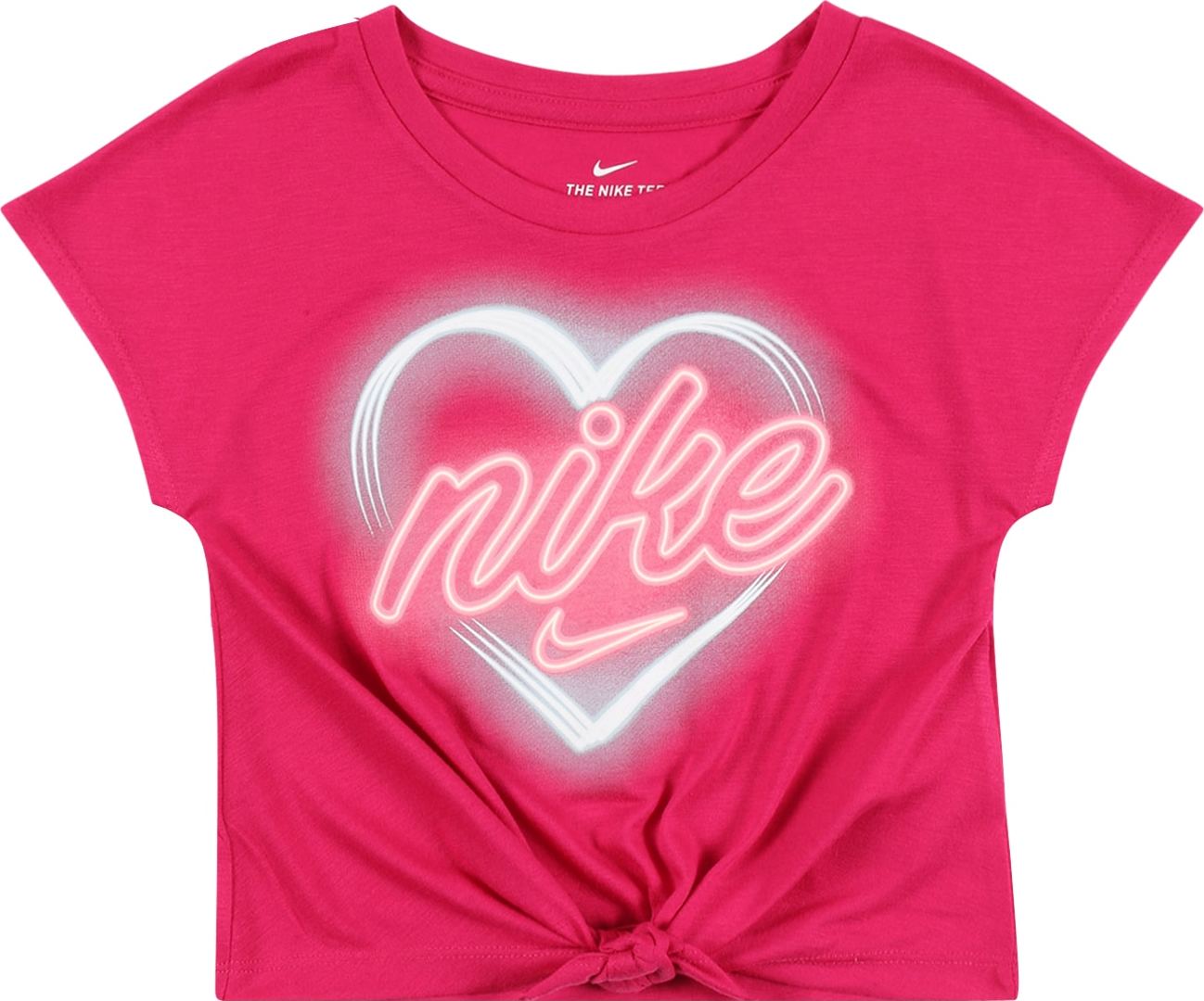 NIKE Funkční tričko 'HEART GLOW IN THE DARK' brusinková / svítivě růžová