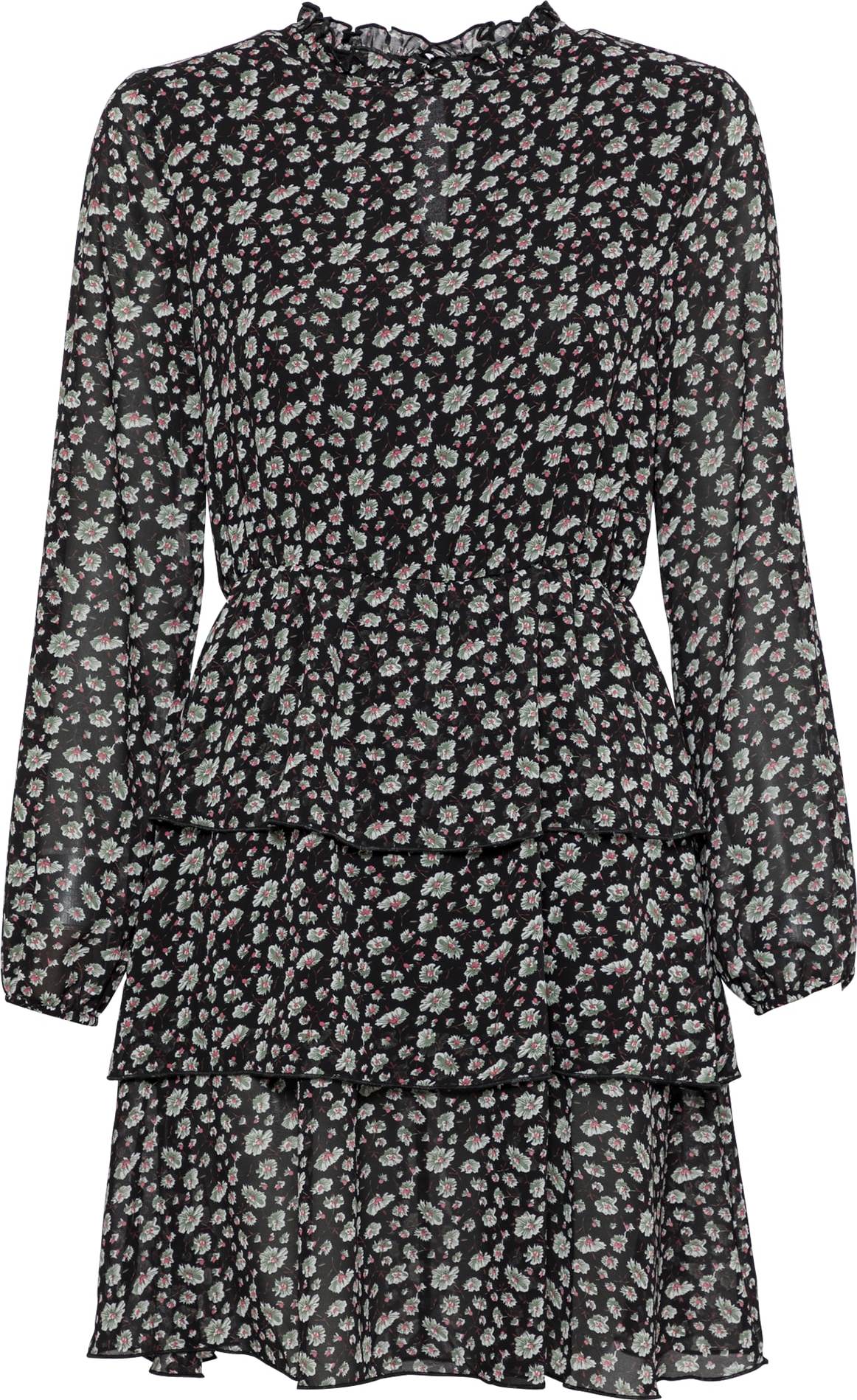 ONLY Šaty 'VIVIAN' černá / pastelově zelená / růže