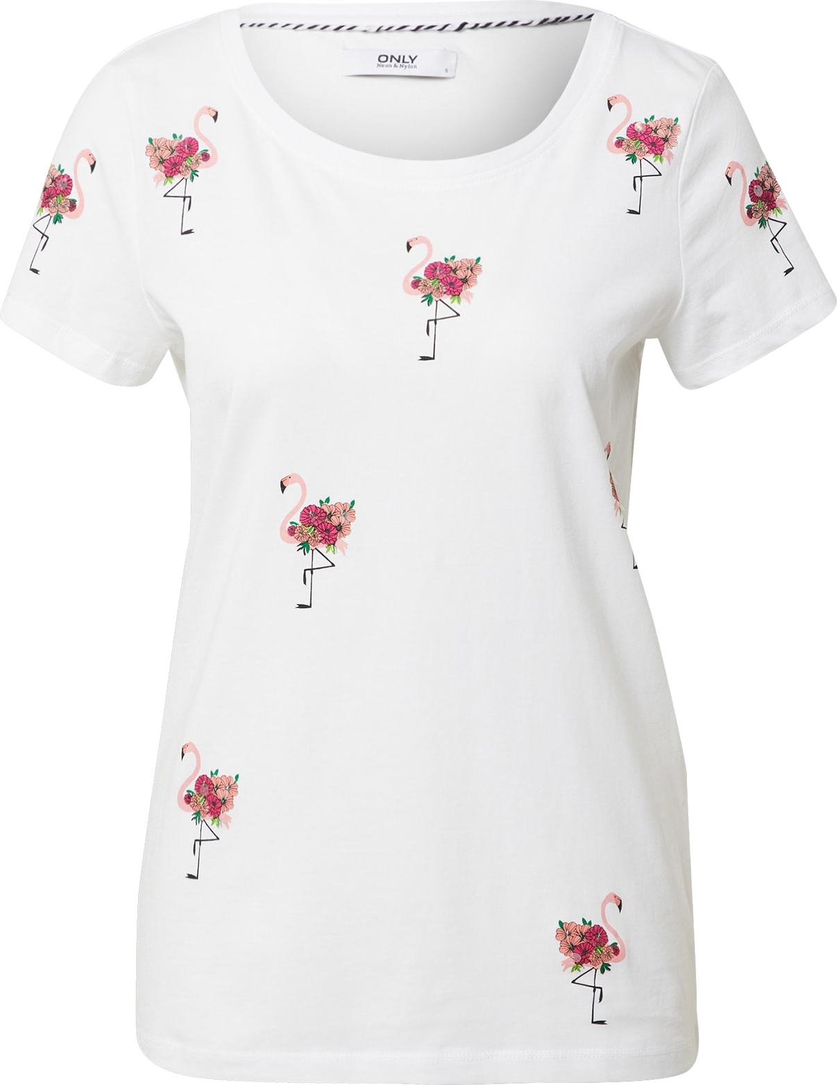 ONLY Tričko 'KITA' bílá / růžová / pink / zelená