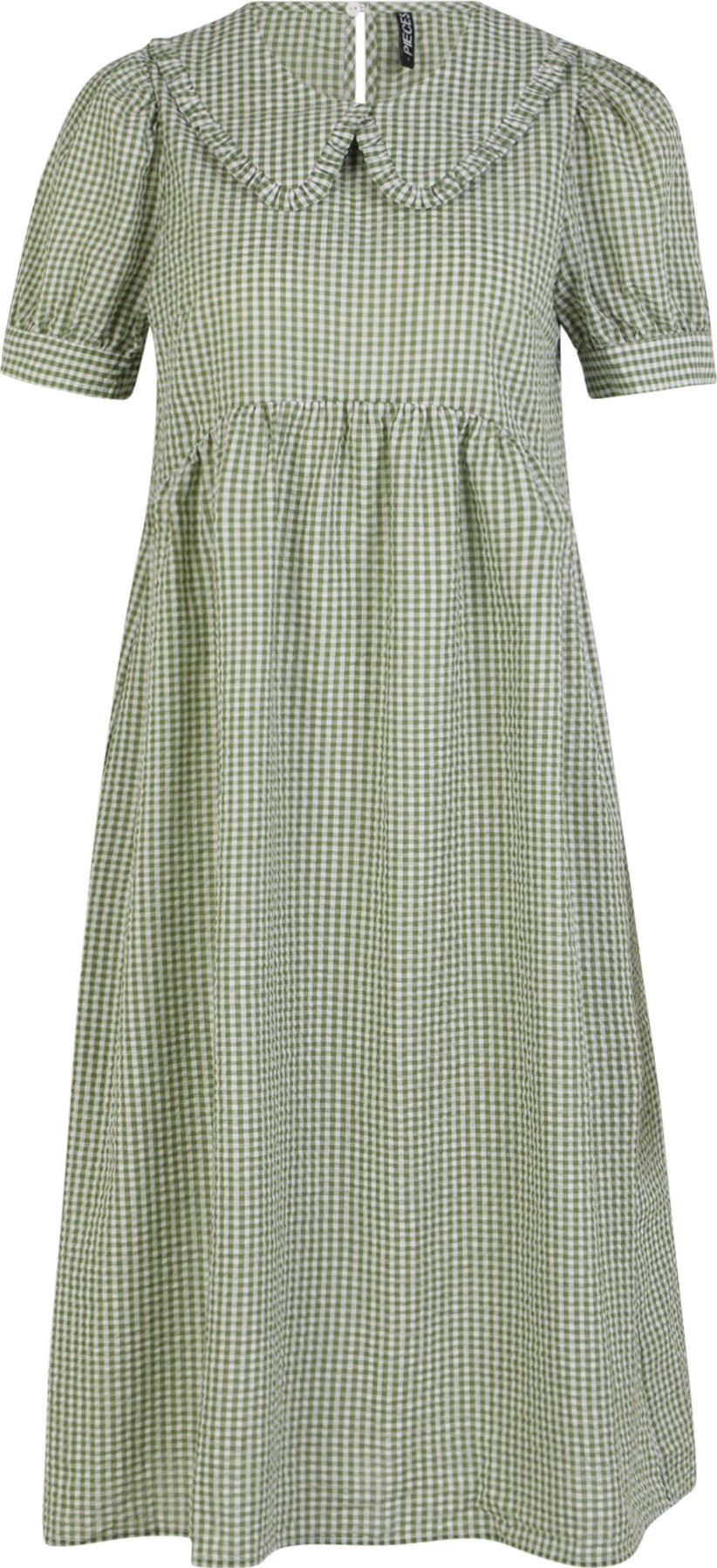 Pieces Petite Košilové šaty 'IDA' bílá / trávově zelená