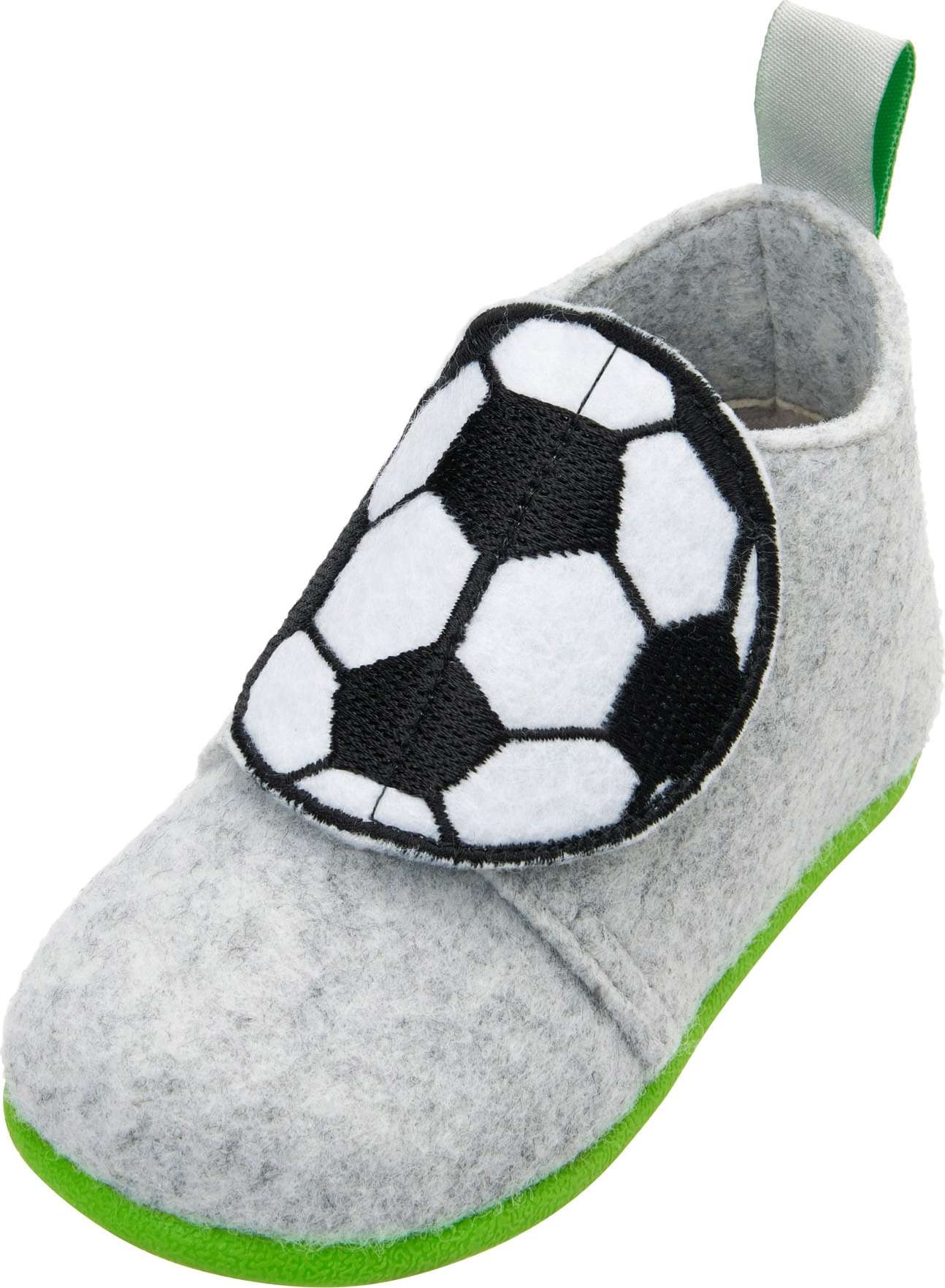 PLAYSHOES Pantofle 'Fußball' šedá / černá / bílá