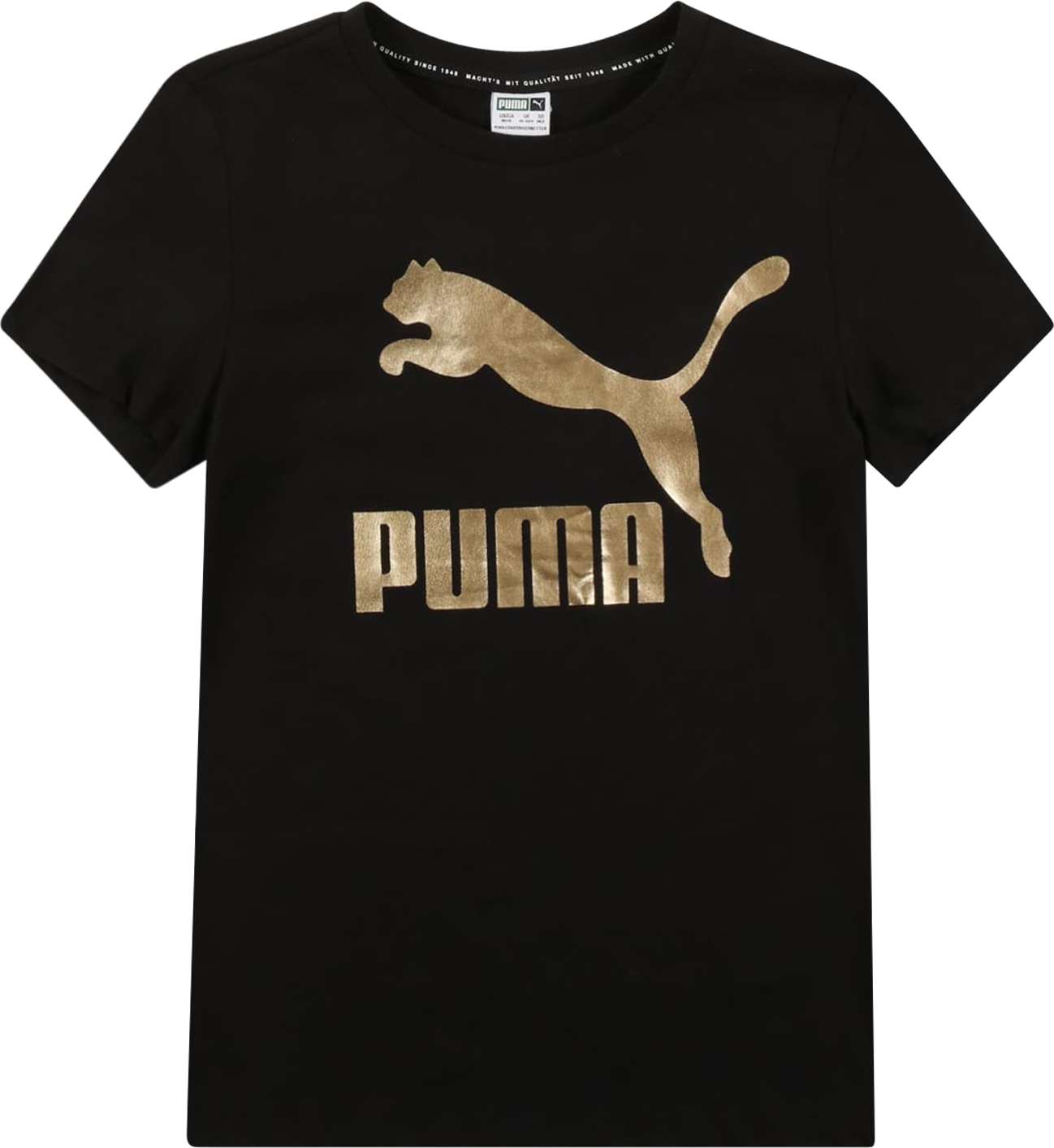 PUMA Tričko černá / zlatá