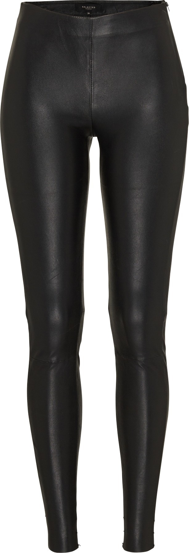 SELECTED FEMME Kalhoty 'SFSYLVIA MW STRETCH LEATHER' černá