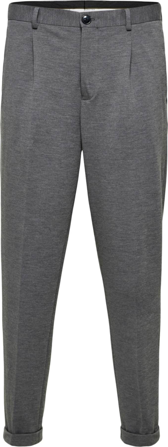 SELECTED HOMME Kalhoty se sklady v pase šedý melír