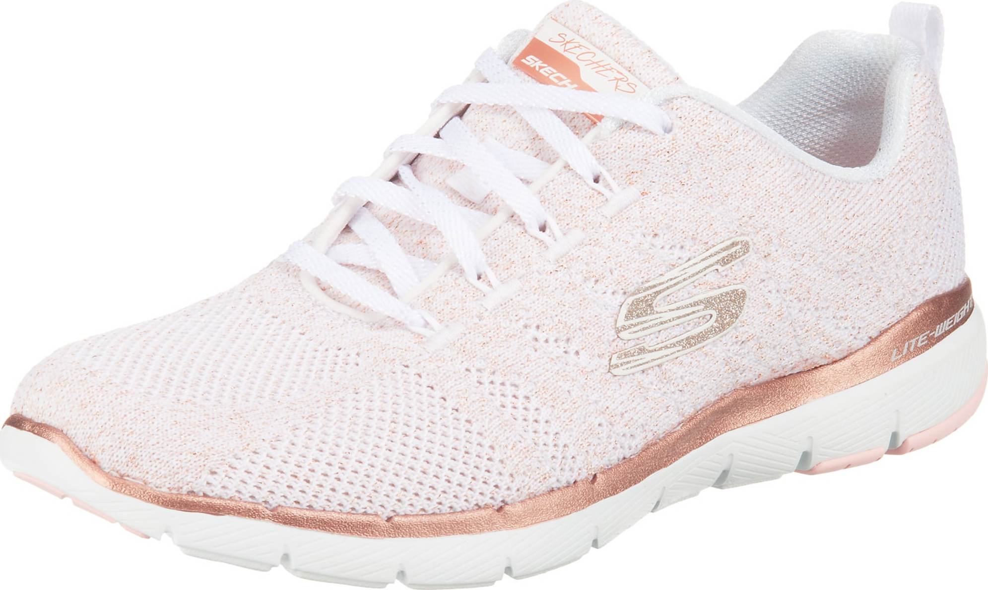 SKECHERS Tenisky 'Flex Appeal 3.0' bílá / růžově zlatá / růžová