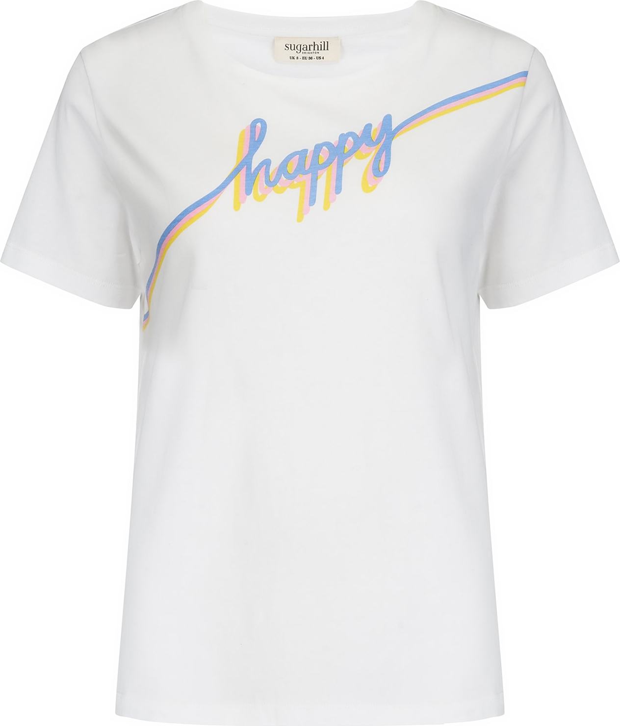 Sugarhill Brighton Tričko 'Maggie Happy' offwhite / modrá / žlutá