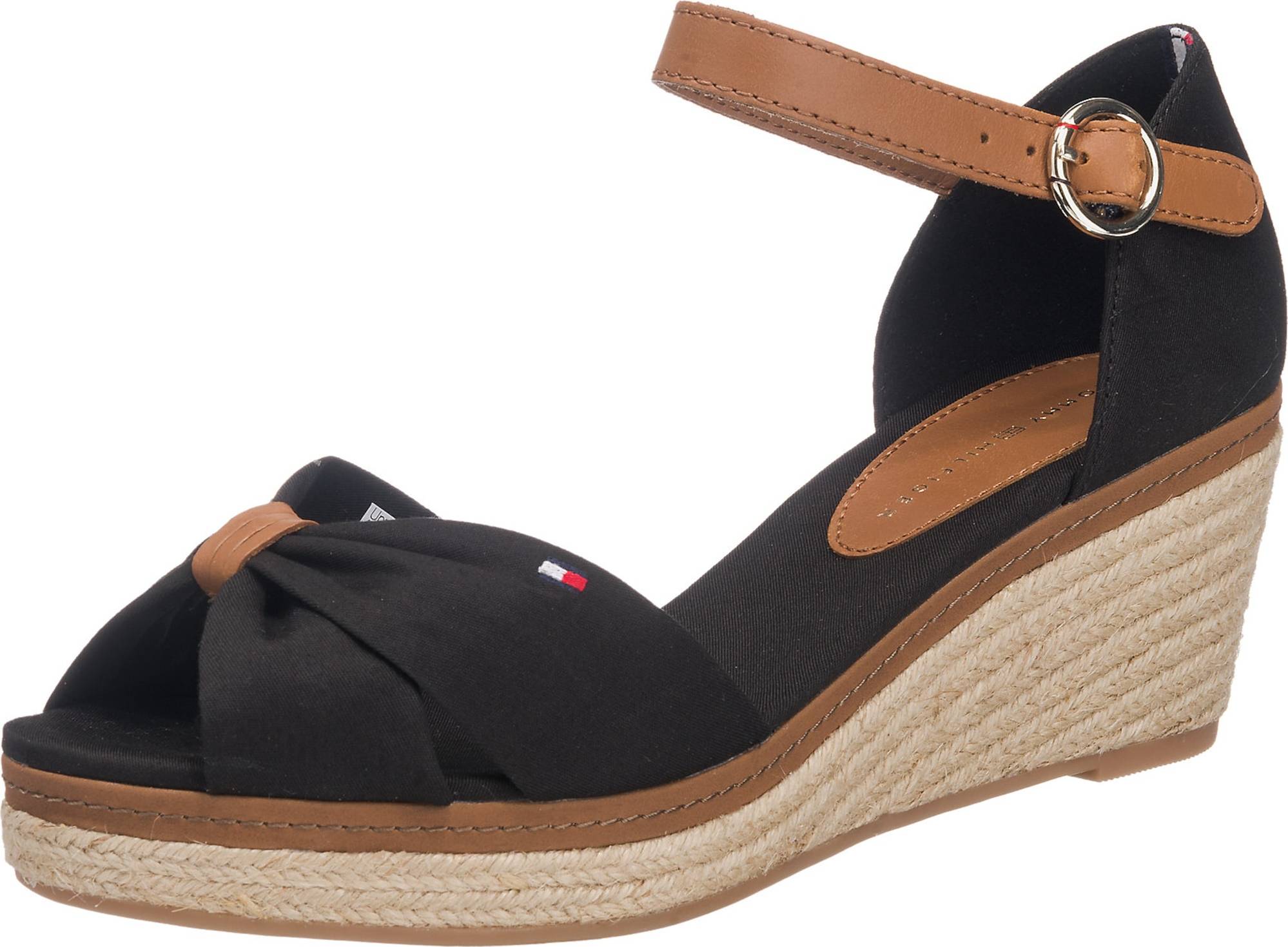 TOMMY HILFIGER Páskové sandály 'Elba' koňaková / černá
