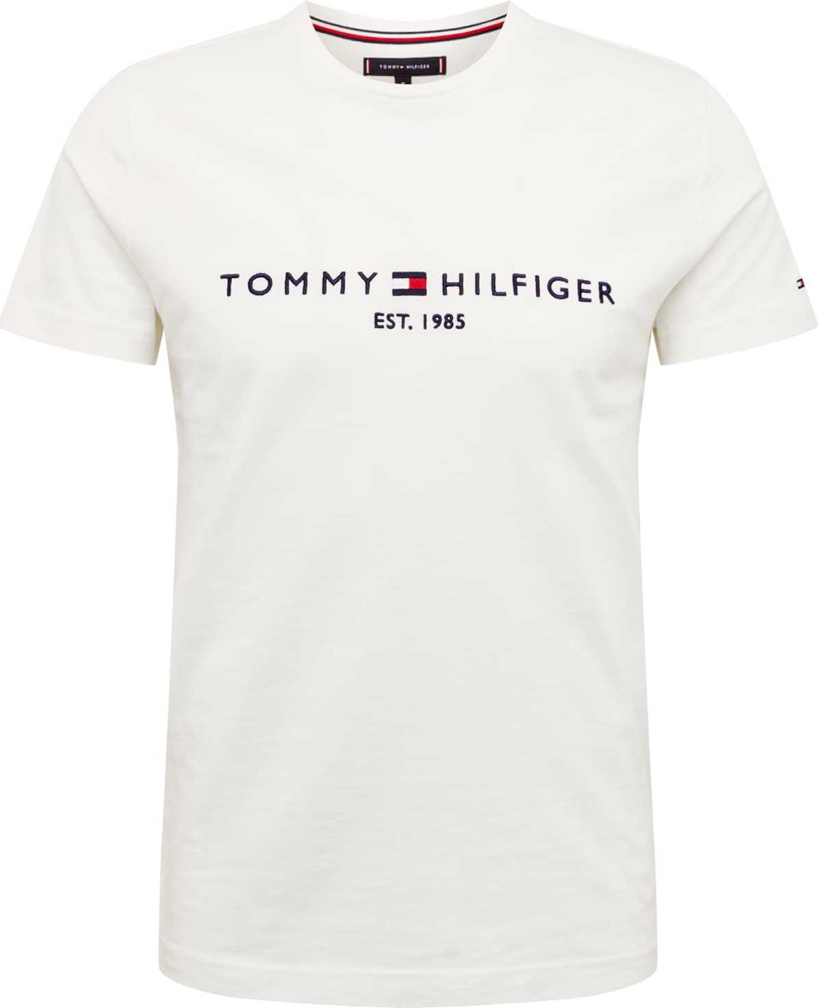 TOMMY HILFIGER Tričko bílá / tmavě modrá / červená