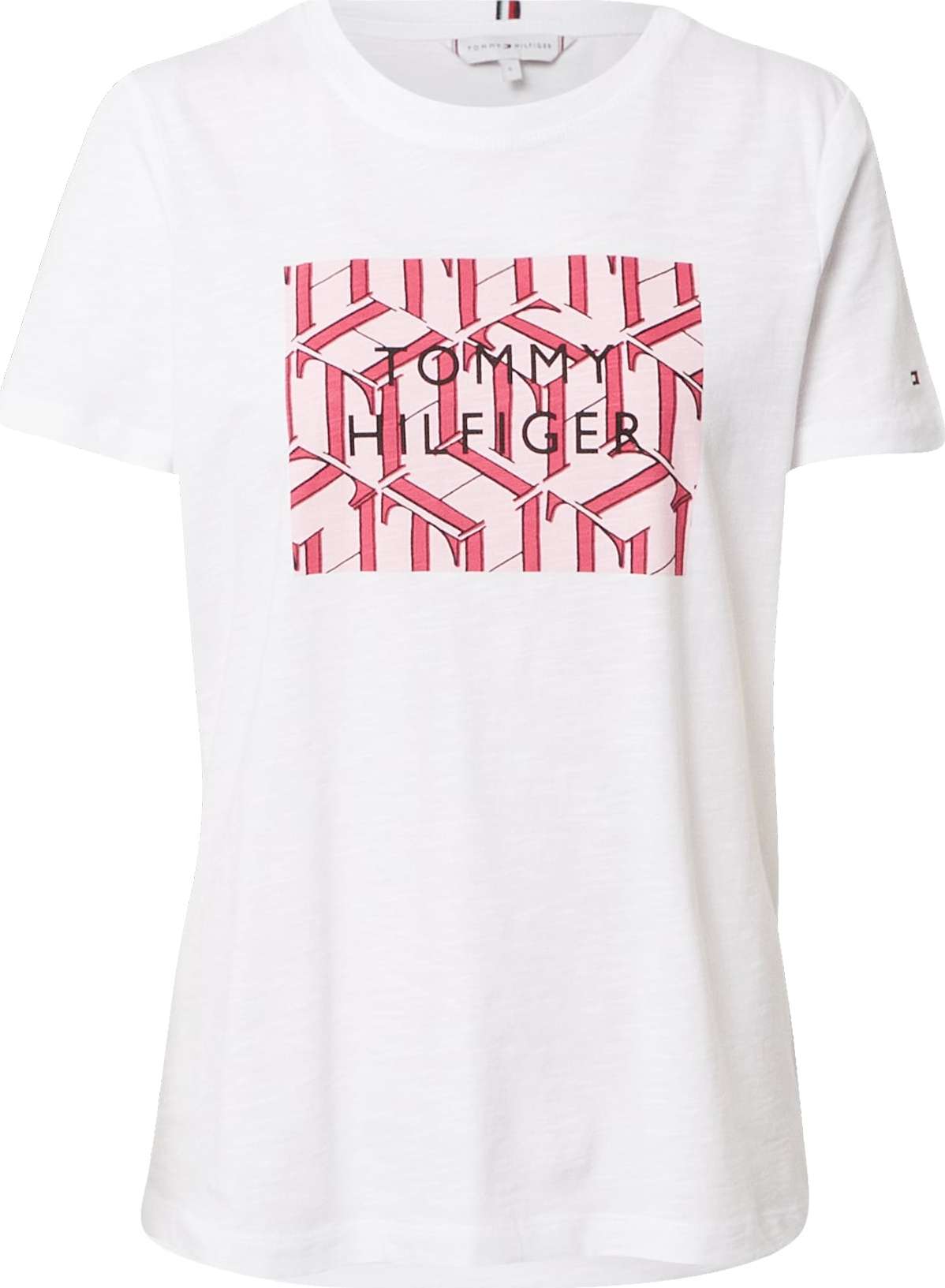 TOMMY HILFIGER Tričko bílá / černá / pink / růžová