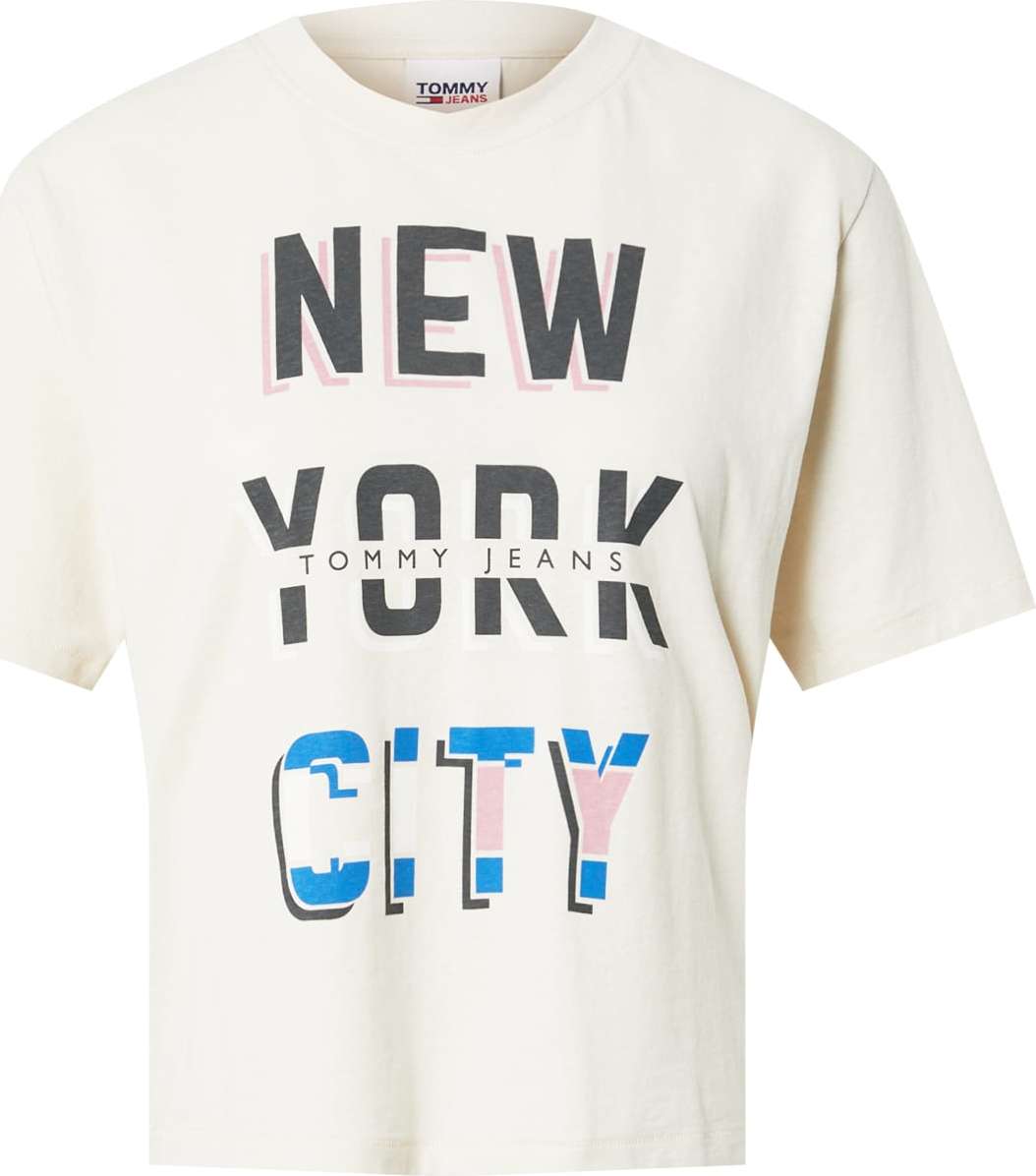 Tommy Jeans Tričko 'NEW YORK CITY' krémová / černá / modrá / starorůžová