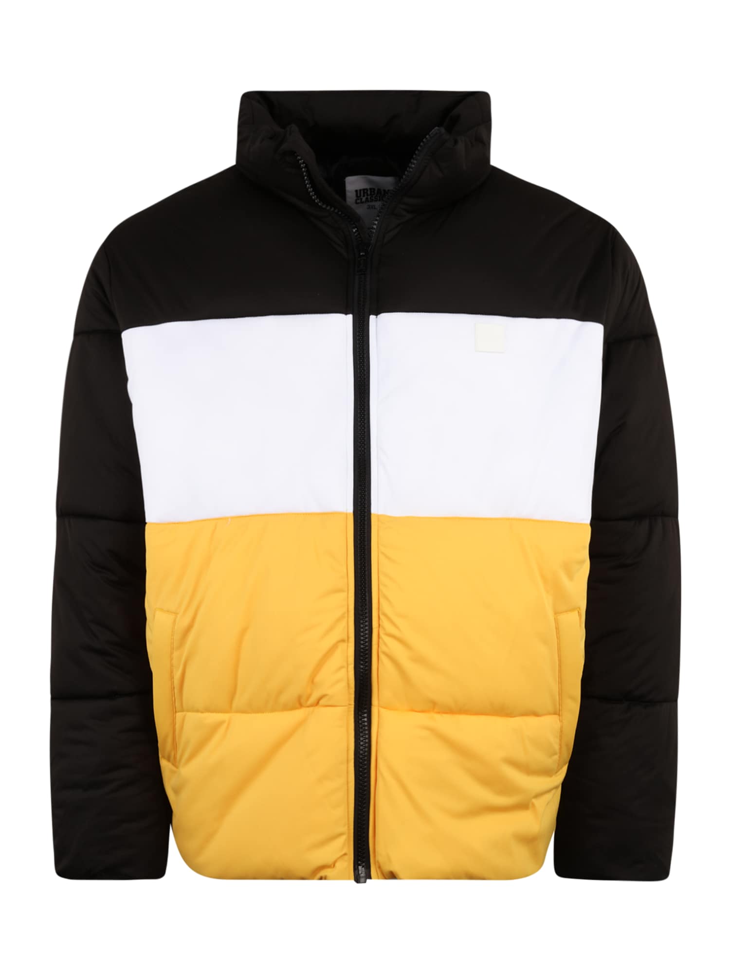 Urban Classics Zimní bunda černá / bílá / žlutá