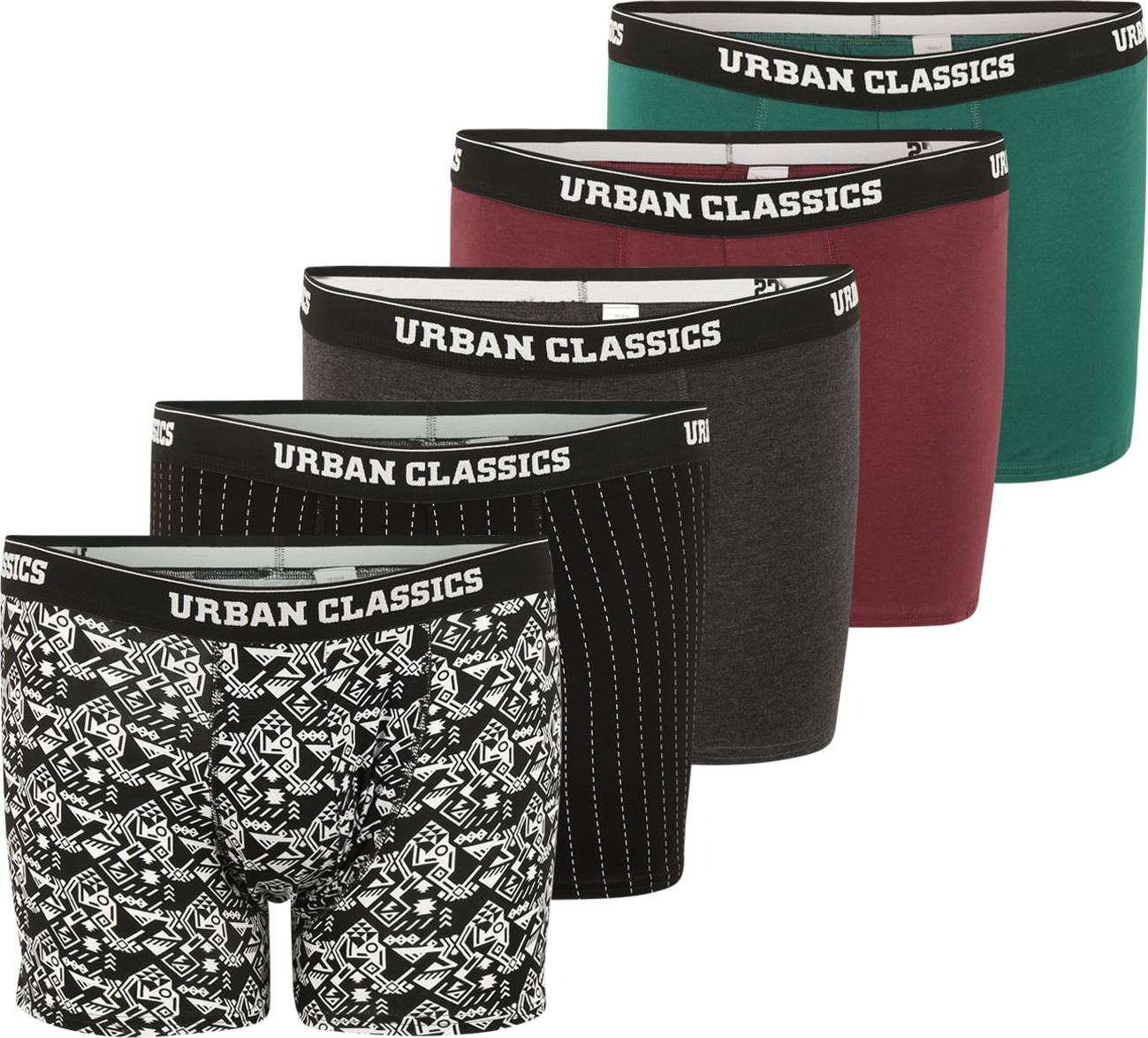 Urban Classics Boxerky černá / červená / zelená / bílá