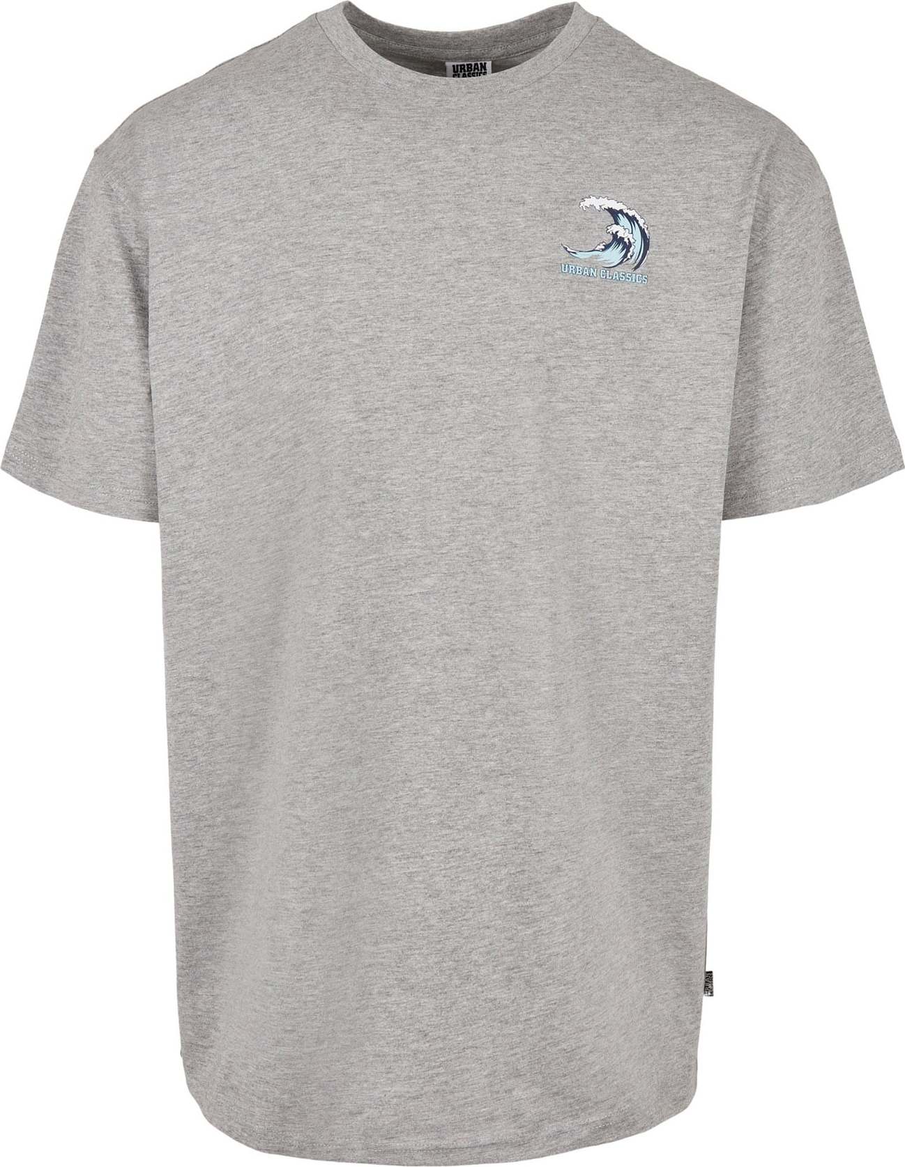 Urban Classics Tričko 'Big Wave' šedý melír / světlemodrá / námořnická modř / bílá