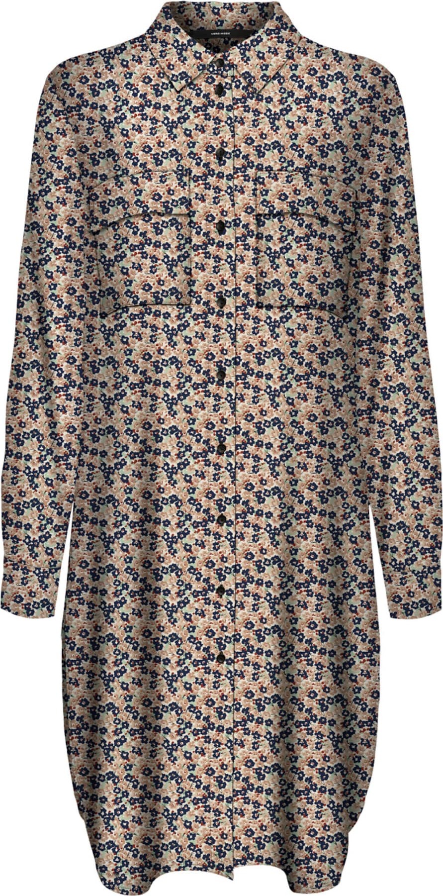 VERO MODA Košilové šaty 'Saga' světle hnědá / tmavě modrá / pastelově zelená / pastelově červená